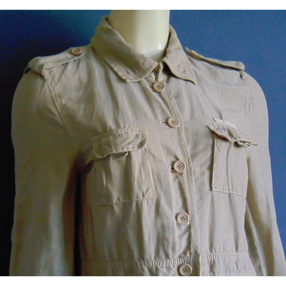J.Crew Khaki Utility Linen Silk Jacket M - Picture 3 of 6